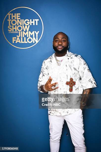 Episode 1879 -- Pictured: Musical guest Davido poses backstage on Monday, November 20, 2023 --