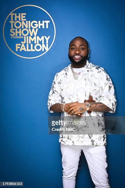 Episode 1879 -- Pictured: Musical guest Davido poses backstage on Monday, November 20, 2023 --