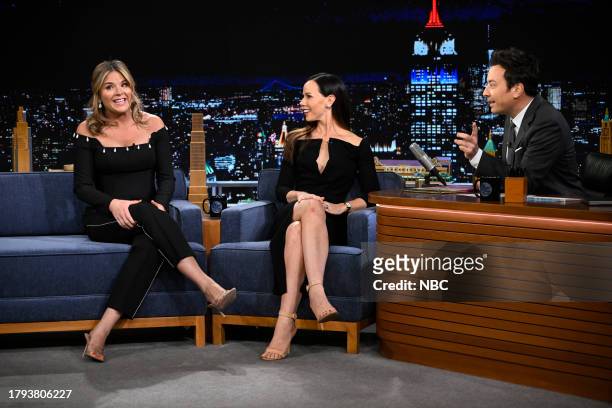 Episode 1879 -- Pictured: Authors Jenna Bush Hager & Barbara Pierce Bush during an interview with host Jimmy Fallon on Monday, November 20, 2023 --