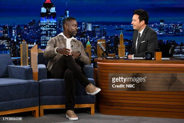 Episode 1879 -- Pictured: Actor Sterling K. Brown during an interview with host Jimmy Fallon on Monday, November 20, 2023 --