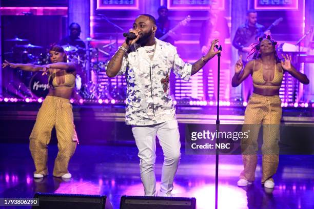 Episode 1879 -- Pictured: Musical guest Davido performs on Monday, November 20, 2023 --