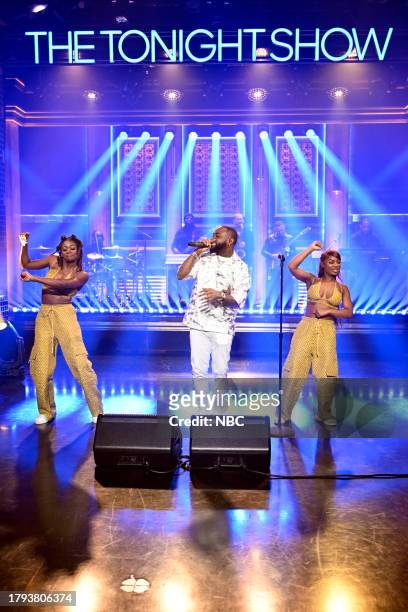 Episode 1879 -- Pictured: Musical guest Davido performs on Monday, November 20, 2023 --