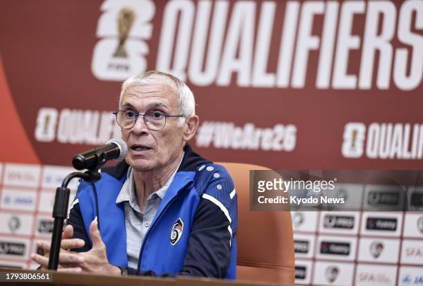 Syria head coach Hector Cuper attends a press conference in Jeddah, Saudi Arabia, on Nov. 20 the eve of a 2026 football World Cup second-round Asian...