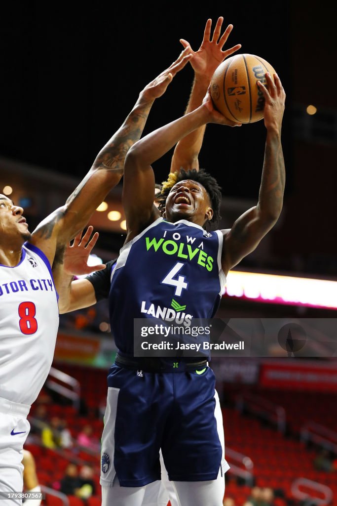 Iowa Wolves Action Isaiah Moore of the Iowa Wolves shoots the ball against the Detroit ...