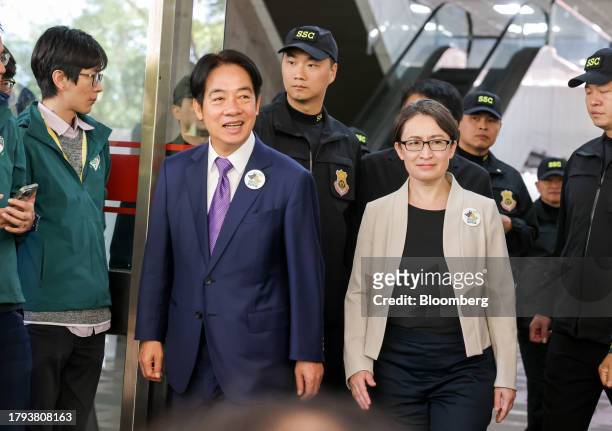 Lai Ching-te, Taiwan's vice president and presidential candidate for the ruling Democratic Progressive Party, left, and his running mate Hsiao...