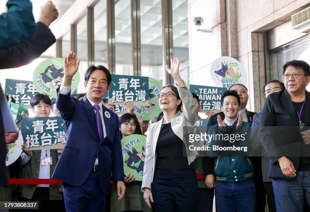 Lai Ching-te, Taiwan's vice president and presidential candidate for the ruling Democratic Progressive Party, left, and his running mate Hsiao...