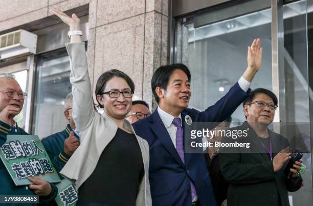 Lai Ching-te, Taiwan's vice president and presidential candidate for the ruling Democratic Progressive Party, right, and his running mate Hsiao...