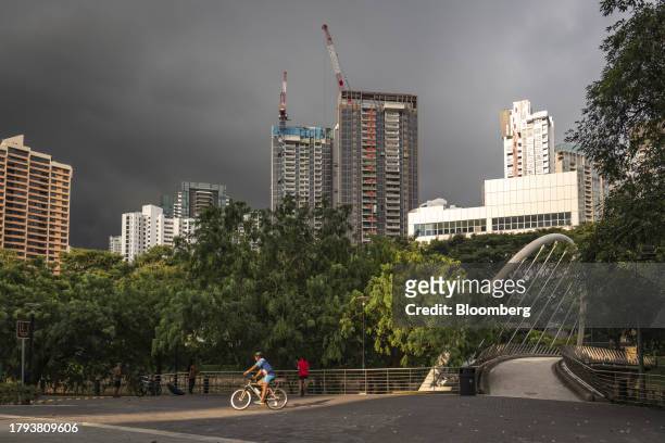 Residential property under construction in River Valley in Singapore, on Monday, Nov. 20, 2023. Singapore's gross domestic product figures for the...