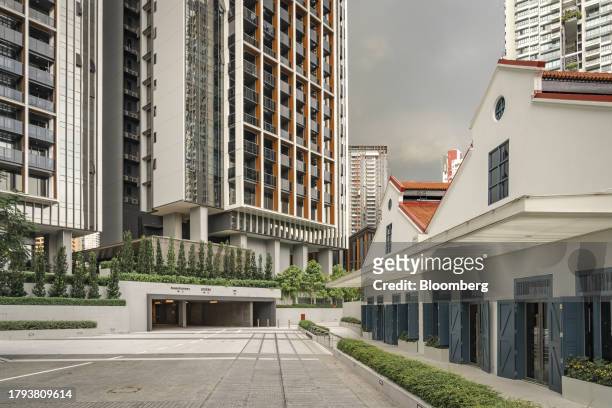 The Rivière residential property, developed by Frasers Property Ltd., in Singapore, on Monday, Nov. 20, 2023. Singapore's gross domestic product...