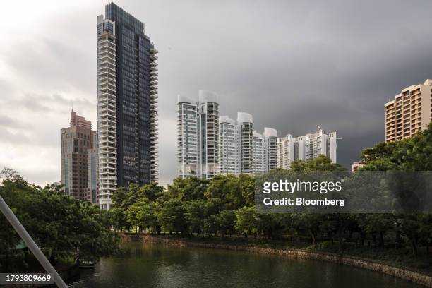 Residential property in River Valley in Singapore, on Monday, Nov. 20, 2023. Singapore's gross domestic product figures for the third quarter are...