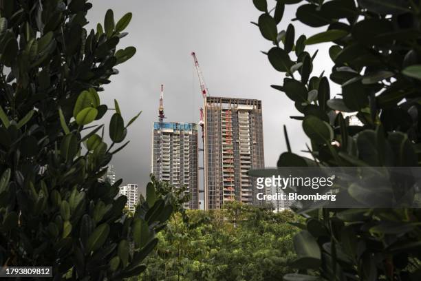 Residential property under construction in River Valley in Singapore, on Monday, Nov. 20, 2023. Singapore's gross domestic product figures for the...