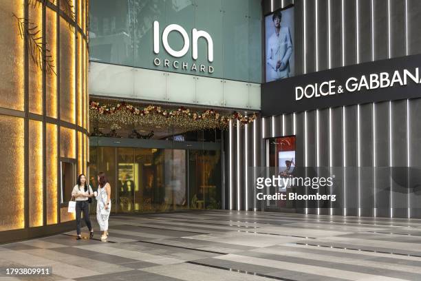 Shoppers in front of the ION mall in Singapore, on Monday, Nov. 20, 2023. Singapore's gross domestic product figures for the third quarter are...