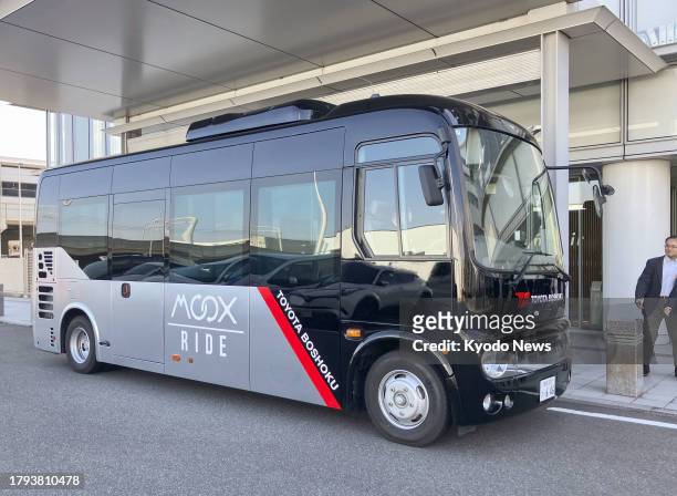 Photo taken on Nov. 21 shows the exterior of a bus that provides virtual and augmented reality experience linked to the view from the windows...