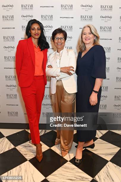 Dr Shini Somara, Managing Director of Amazon Web Services Tanuja Randery and Harper's Bazaar Editor-in-Chief Lydia Slater attend the Harper's Bazaar...