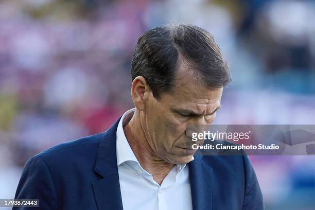 Rudi Garcia, Head Coach of Napoli SSC looks down during the Serie A TIM match between Bologna FC and SSC Napoli at Stadio Renato Dall'Ara on...