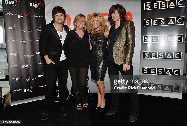 Neil Perry TBP, Voice Coach Jan Smith, Kimberly Perry and Reid Perry attend BMI, SESAC and Big Machine Label Group Celebrate The Band Perry's hit...
