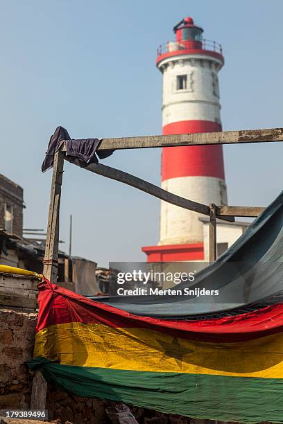 jamestown lighthouse - ghanaian flag stock pictures, royalty-free photos & images