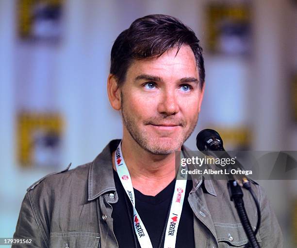 Moderator William Keck participates in the "Intelligence" Panel on Day 1 of the 2013 Comic-Con International held at San Diego Convention Center on...