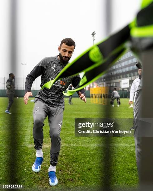Franck Honorat in action during a training session of Borussia Moenchengladbach at Borussia-Park on November 21, 2023 in Moenchengladbach, Germany.