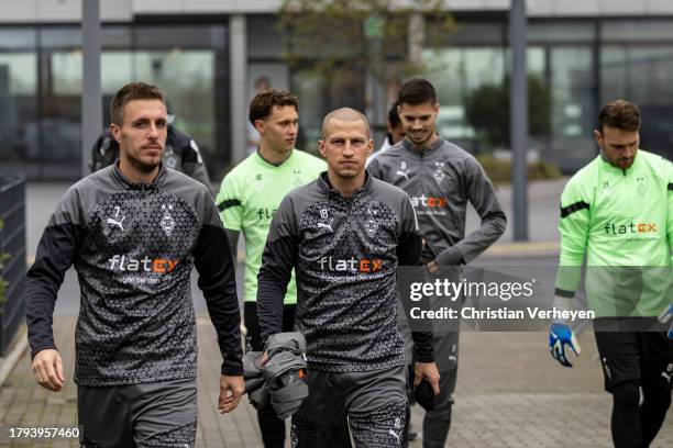 Stefan Lainer is seen during a training session of Borussia Moenchengladbach at Borussia-Park on November 21, 2023 in Moenchengladbach, Germany.