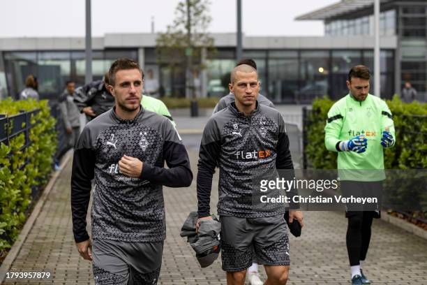 Stefan Lainer is seen during a training session of Borussia Moenchengladbach at Borussia-Park on November 21, 2023 in Moenchengladbach, Germany.