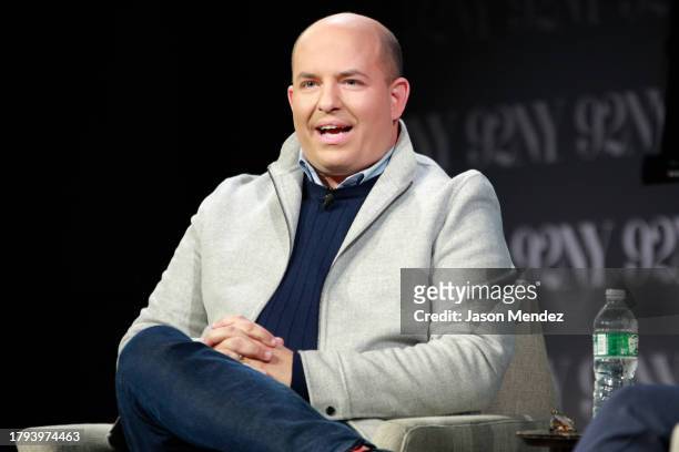 Brian Stelter talks about his new book "Network of Lies" at 92NY on November 14, 2023 in New York City.