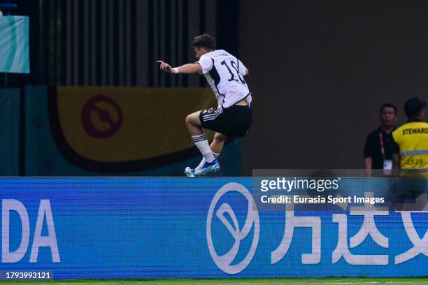 Bilal Yalcinkaya of Germany celebrating his goal with his teammates during FIFA U-17 World Cup Round of 16 match between Germany and USA at Si Jalak...