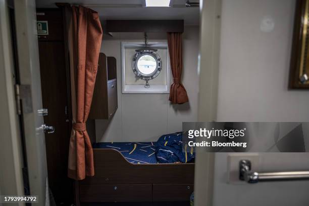 Bed room on Philippine Coast Guard's BRP Sindangan, ahead of a resupply mission for the BRP Sierra Madre, in the Second Thomas Shoal in the disputed...