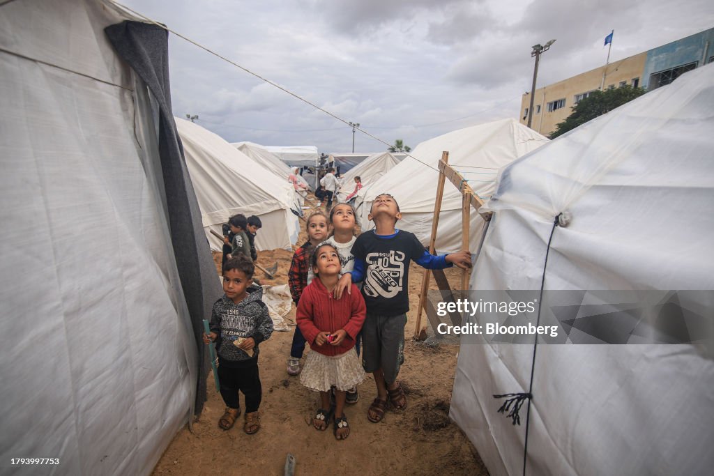 Displaced Palestinians at UNRWA Camp in Khan Younis
