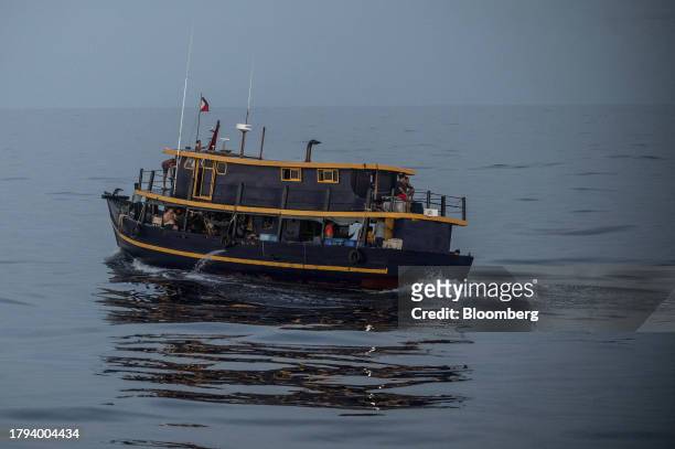 Philippine's military-chartered boat, Unaizah Mae 1 during a resupply mission for the BRP Sierra Madre, in the Second Thomas Shoal in the disputed...