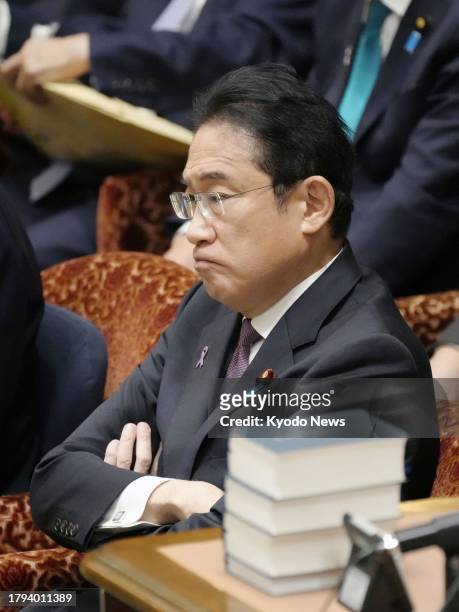 Japanese Prime Minister Fumio Kishida attends a House of Representatives budget committee session in Tokyo on Nov. 21, 2023.