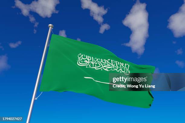 saudi arabia flag ,3d render - saudi arabian flag stockfoto's en -beelden