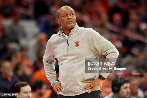 Head Coach Adrian Autry of the Syracuse Orange looks on during the