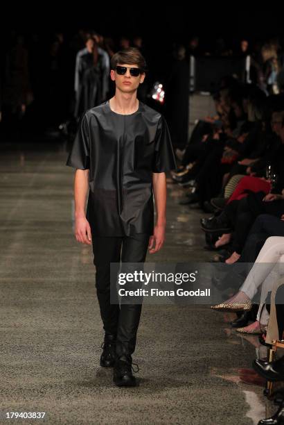 Model showcases designs by Zambesi on the runway during New Zealand Fashion Week at the Viaduct Events Centre on September 3, 2013 in Auckland, New...