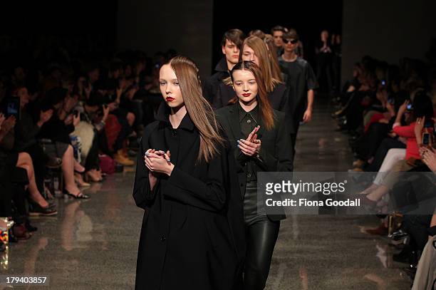 Models showcase designs by Zambesi on the runway during New Zealand Fashion Week at the Viaduct Events Centre on September 3, 2013 in Auckland, New...