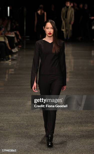 Model showcases designs by Zambesi on the runway during New Zealand Fashion Week at the Viaduct Events Centre on September 3, 2013 in Auckland, New...