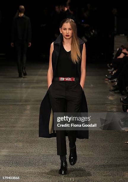 Model showcases designs by Zambesi on the runway during New Zealand Fashion Week at the Viaduct Events Centre on September 3, 2013 in Auckland, New...