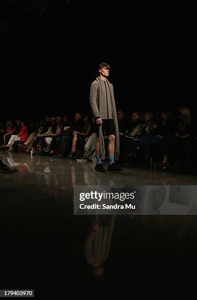 Model showcases designs by Zambesi on the runway during New Zealand Fashion Week at the Viaduct Events Centre on September 3, 2013 in Auckland, New...