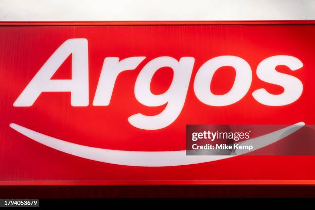 Sign for the brand Argos on 17th November 2023 in London, United Kingdom. Argos Limited was a British catalogue retailer operating in the United...