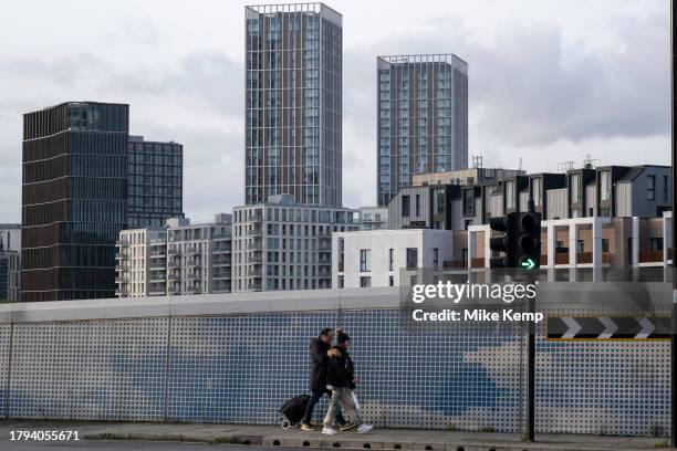 New high rise apartment blocks in Stratford City on 17th November 2023 in East London, United Kingdom. Stratford is now the primary mixed-use...