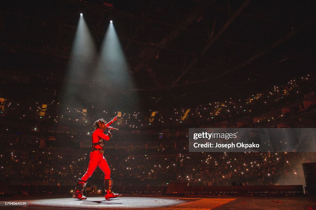 Rema Live O2 Rema performs at The O2 Arena on November 14, 2023 in London, England ...
