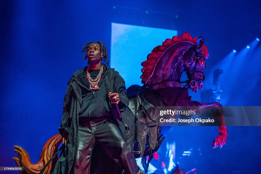 Rema Live O2 Rema performs at The O2 Arena on November 14, 2023 in London, England ...