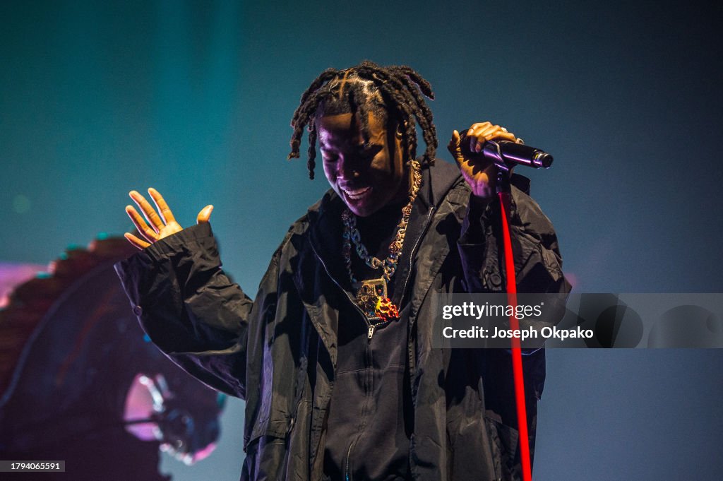Rema Live O2 Rema performs at The O2 Arena on November 14, 2023 in London, England ...