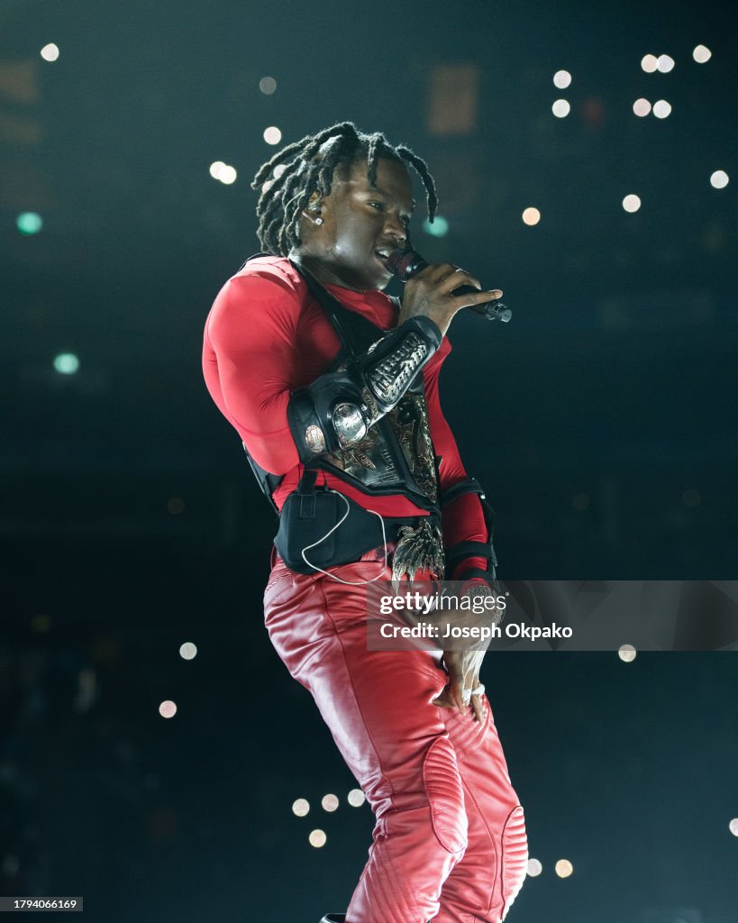 Rema Live O2 Rema performs at The O2 Arena on November 14, 2023 in London, England ...