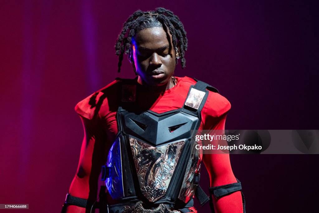 Rema Live O2 Rema performs at The O2 Arena on November 14, 2023 in London, England ...