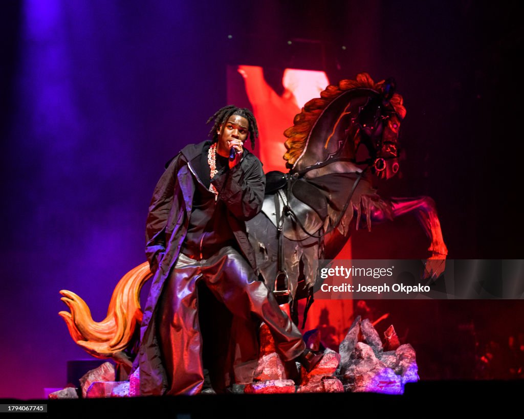 Rema Live O2 Rema performs at The O2 Arena on November 14, 2023 in London, England ...