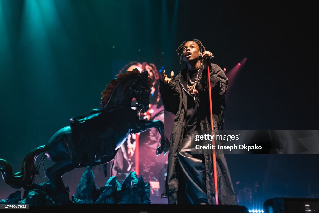 Rema Live O2 Rema performs at The O2 Arena on November 14, 2023 in London, England ...