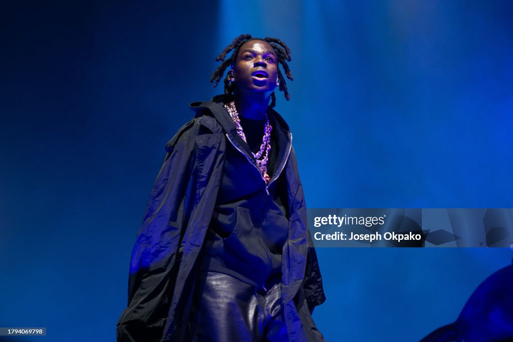 Rema Live O2 Rema performs at The O2 Arena on November 14, 2023 in London, England ...