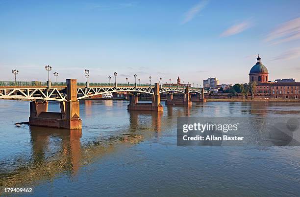 'pont de la grave' bridge spanning garonne river - garonne stock pictures, royalty-free photos & images