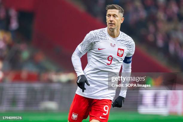 Robert Lewandowski of Poland seen during the UEFA EURO 2024 qualifying match between Poland and Czech Republic at PGE Narodowy Stadium. Final score;...